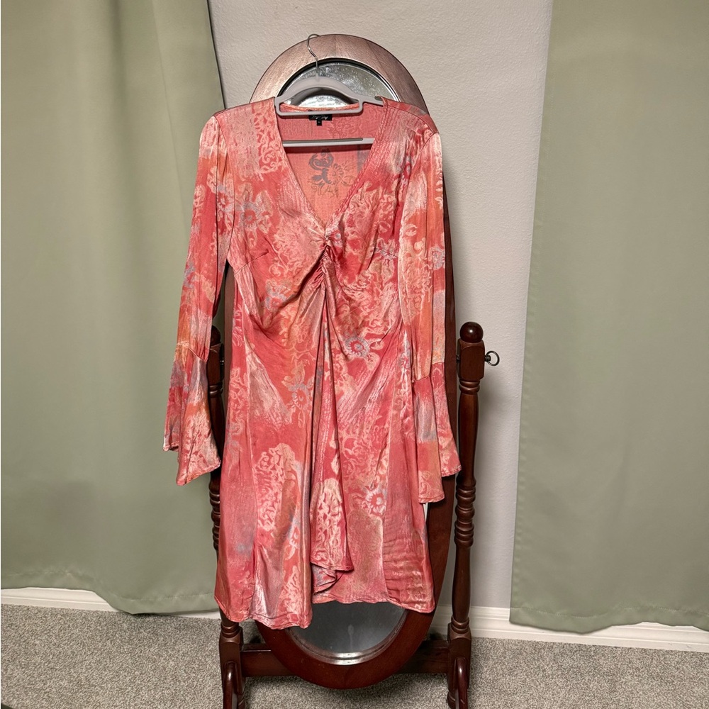 Free People Floral Pink Long Sleeve Dress